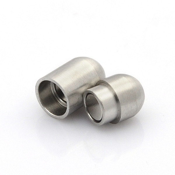 

PandaHall 304 Stainless Steel Matte Surface Magnetic Clasps with Glue-in Ends, Barrel, Stainless Steel Color, 17x8mm, Hole: 4mm 304...
