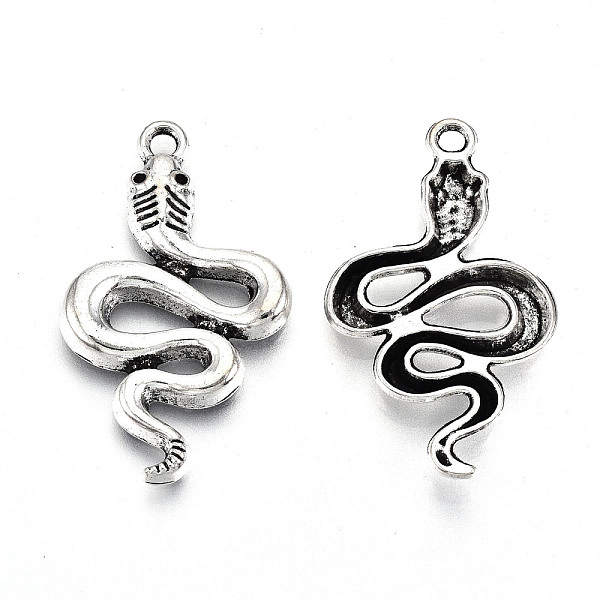 

PandaHall Tibetan Style Alloy Pendants, Lead Free & Cadmium Free, Snake, Antique Silver, 30x18x3mm, Hole: 1.8mm, about 246pcs/500g Alloy...