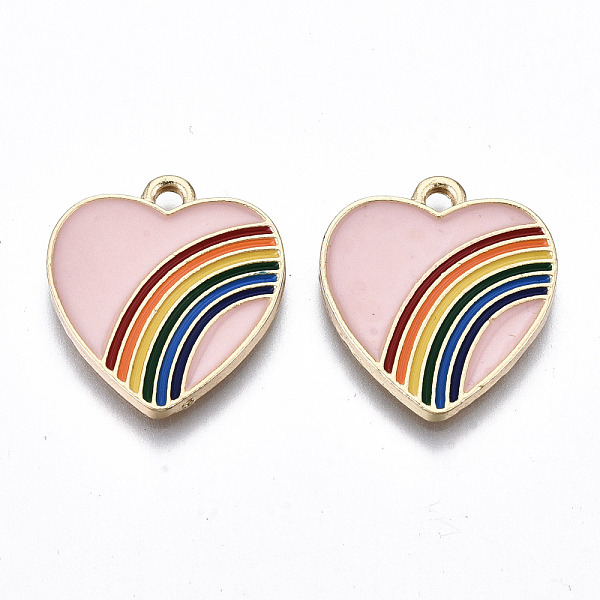 

PandaHall Light Gold Plated Alloy Pendants, with Enamel, Cadmium Free & Lead Free, Heart, Pink, 20x18x1.5mm, Hole: 1.8mm Alloy+Enamel Heart...