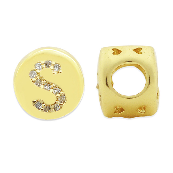 

PandaHall Brass Micro Pave Clear Cubic Zirconia Beads, Flat Round with Letter, Letter.S, 7.5x6.5mm, Hole: 3.5mm, 3pcs/bag Brass+Cubic...