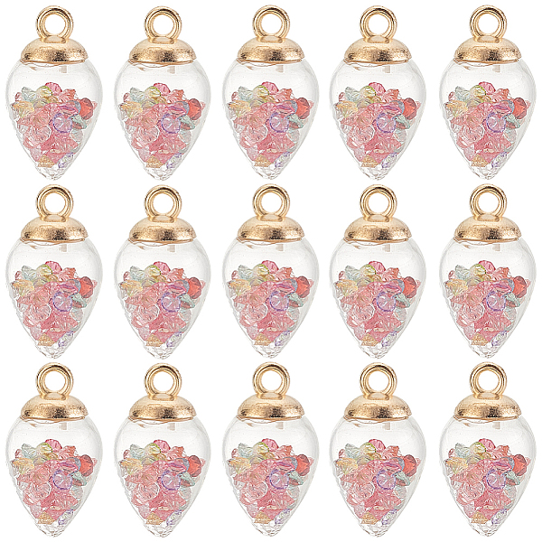 

PandaHall SUNNYCLUE 40Pcs Glass Pendants, with Resin Beads Inside and Golden CCB Finding, Teardrop Charms, Colorful, 25x14mm, Hole: 2.5mm...