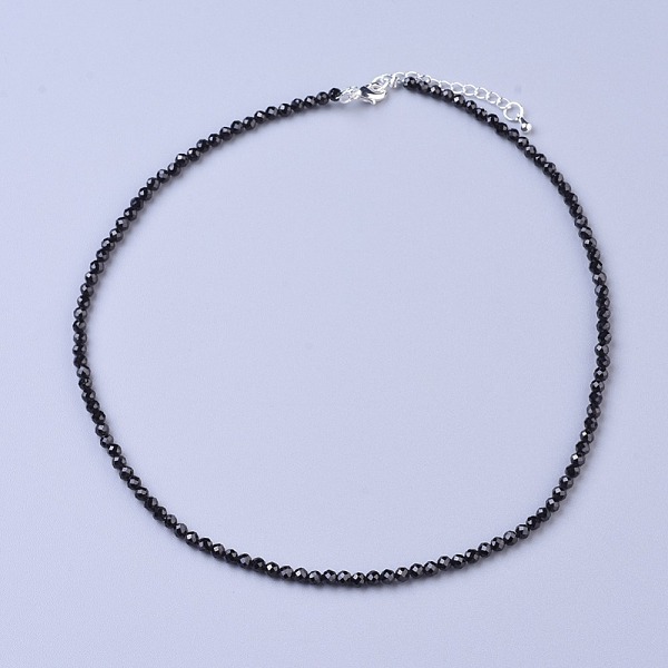 

PandaHall Natural Black Spinel Beaded Necklaces, with Brass Lobster Claw Clasps, Faceted Round Beads, 16.5 inch~16.7 inch(42~42.5cm)x3.5~4mm...