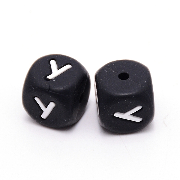 

PandaHall Silicone Beads, Cube with Letter.Y, Black, 12x12x12mm, Hole: 2mm Silicone Cube Black