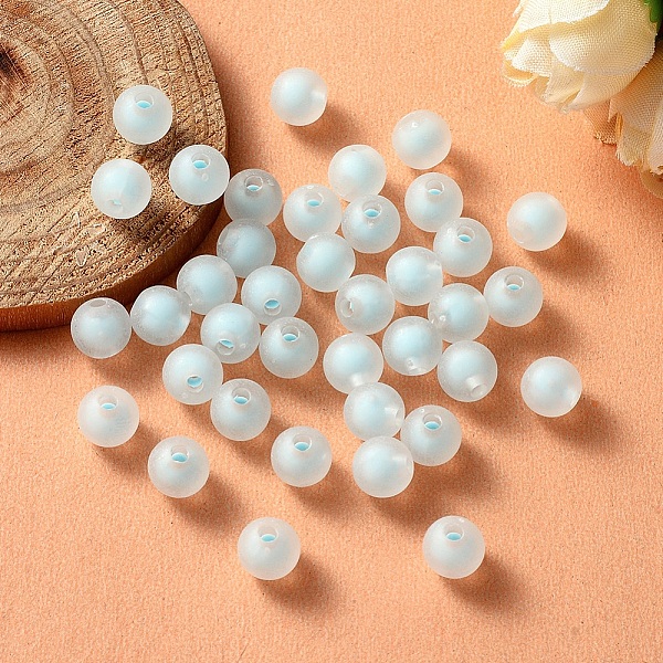 

PandaHall Transparent Acrylic Beads, Frosted, Bead in Bead, Round, Light Blue, 8x7.5mm, Hole: 2mm, about 100pcs/bag Acrylic Round Blue