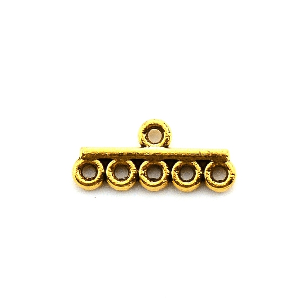 

PandaHall Alloy Chandelier Component Links, 6 Loop Connector, Tibetan Style, Antique Golden, 8.5x19.5x2mm, Hole: 1.8mm Alloy Others