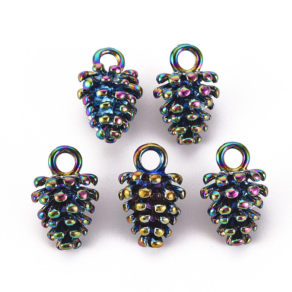 

PandaHall Alloy Pendants, Cadmium Free & Nickel Free & Lead Free, Pine Cone, Rainbow Color, 18.5x12x11mm, Hole: 3mm Alloy Others