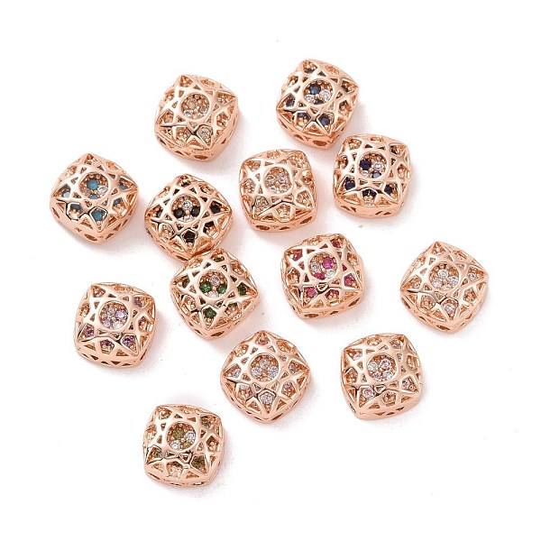 

PandaHall Eco-friendly Brass Cubic Zirconia Multi-Strand Links, Cadmium Free & Lead Free, Square, Rose Gold, Mixed Color, 8x8x5mm, Hole..., Multicolor