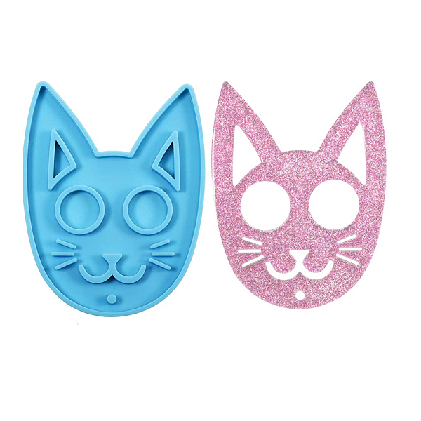 PandaHall Cat Shape Food Grade DIY Silicone Pendant Molds, Fondant Molds, Baking Molds, Chocolate, Candy, Biscuits, UV Resin & Epoxy Resin...