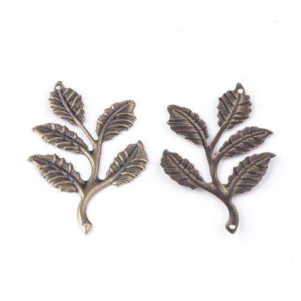 

PandaHall Iron Links, Etched Metal Embellishments, Leafy Branch and Leaves, Antique Bronze, 50.5x31.5x1mm, Hole: 1mm Iron Others