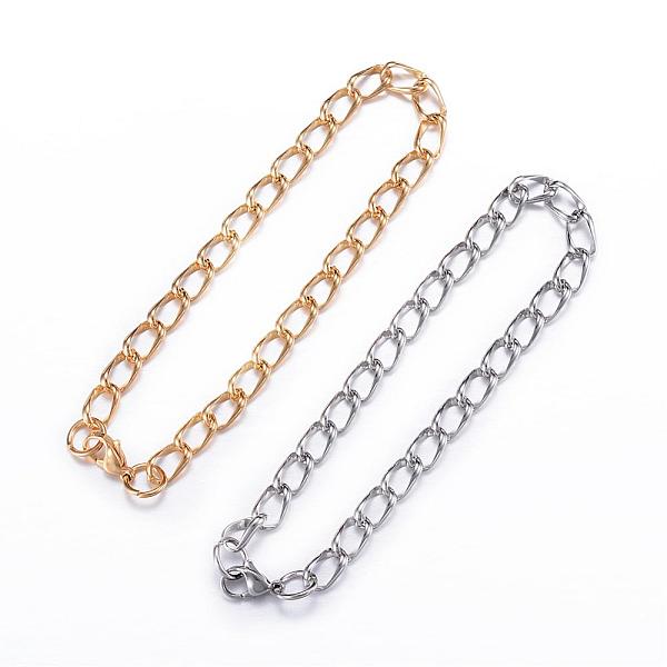 

PandaHall 304 Stainless Steel Curb Chain Bracelets, with Lobster Claw Clasps, Mixed Color, 8-1/4 inch(210mm), 7mm 304 Stainless Steel..., Multicolor