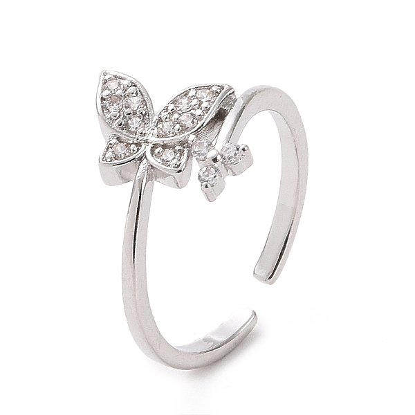 

PandaHall Clear Cubic Zirconia Butterfly with Flower Open Cuff Ring, Brass Jewelry for Women, Platinum, US Size 7(17.3mm) Brass+Cubic...