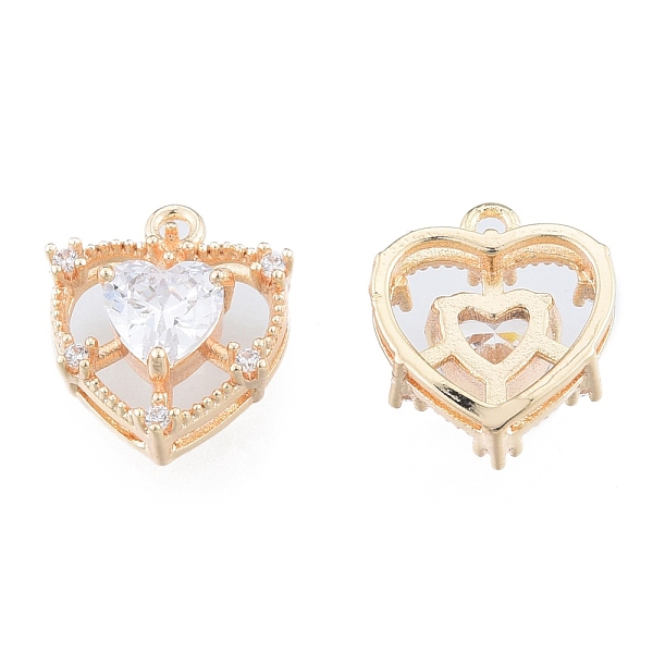 

PandaHall Brass Micro Pave Clear Cubic Zirconia Charms, Cadmium Free & Nickel Free & Lead Free, Heart, Real 18K Gold Plated, 12x10x5mm, Hole...