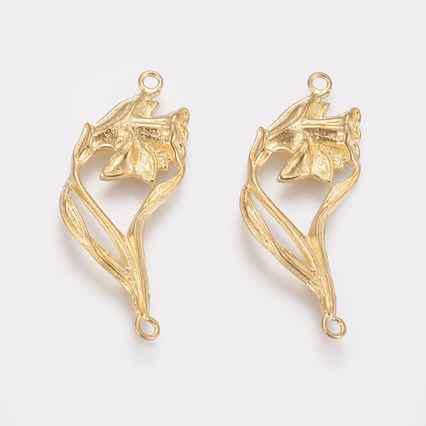 

PandaHall Brass Links connectors, Cadmium Free & Lead Free & Nickel Free, Flower, Raw(Unplated), 36.5x14.5x3mm, Hole: 1.5mm Brass Flower