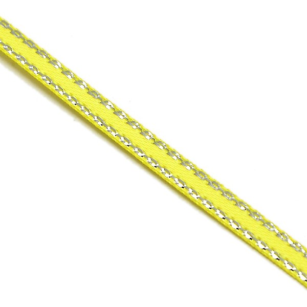

PandaHall Double Edge Silver Thread Grosgrain Ribbon for Wedding Festival Decoration, Lemon Chiffon, 1/4 inch(6mm), about 100yards/roll..., Yellow