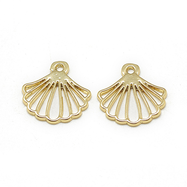 

PandaHall Brass Charms, Scallop, Real 18K Gold Plated, 15x14x1.5mm, Hole: 1mm Brass Shell Shape