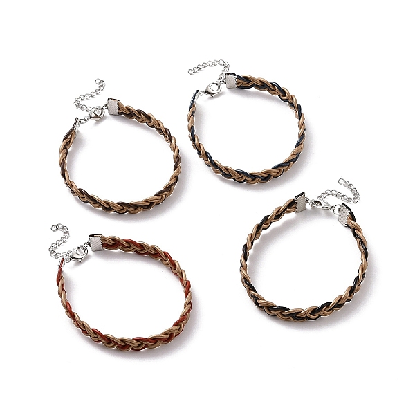 

PandaHall Cowhide Leather Braided Twist Rope Shape Cord Bracelets with Brass Clasp for Women, Mixed Color, 7-1/4~7-3/8 inch(18.6cm) Leather..., Multicolor