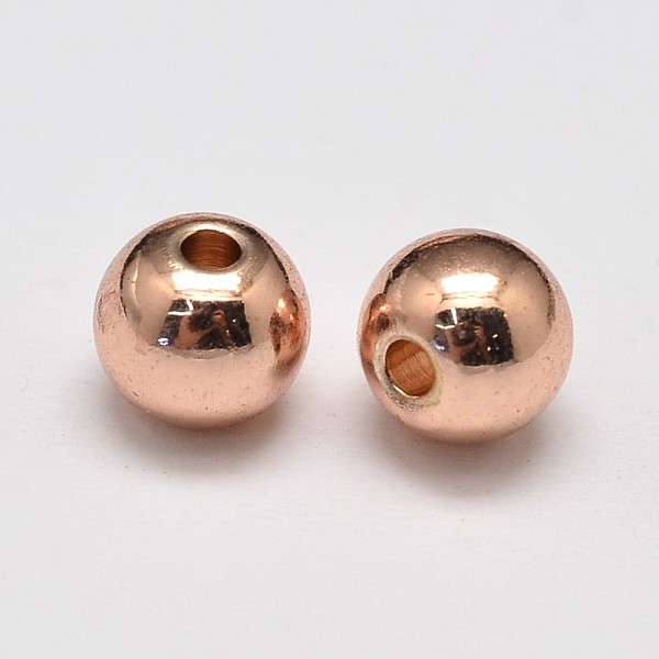 

PandaHall Rack Plating and Vacuum Plating Brass Round Spacer Beads, Rose Gold, 6mm, Hole: 1.5mm Brass Round