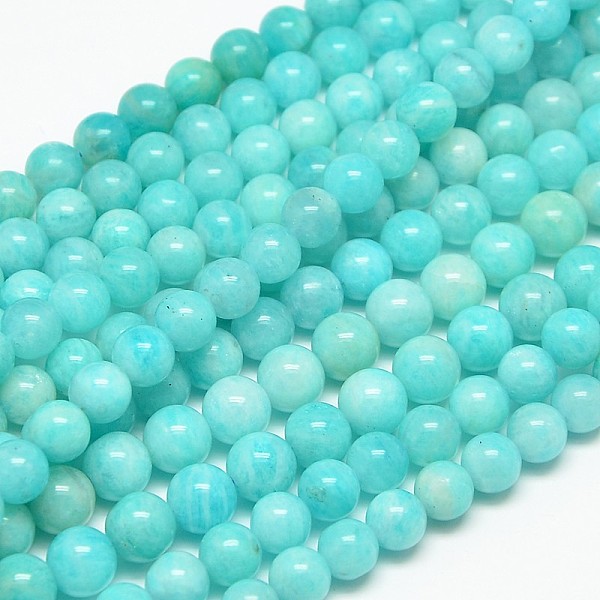 

PandaHall Grade AB Natural Gemstone Amazonite Round Beads Strands, 6mm, Hole: 1mm, about 65pcs/strand, 15.7 inch Amazonite Round