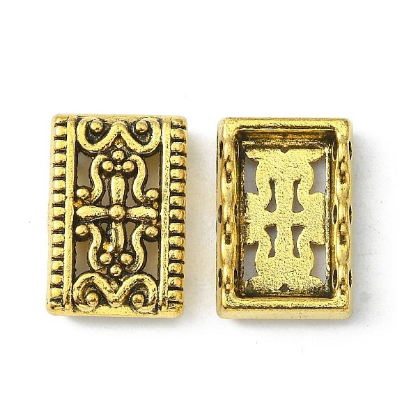 PandaHall Tibetan Style Multi-Strand Links, Lead Free & Nickel Free & Cadmium Free, Rectangle, Antique Golden Color, about 17mm long, 12mm...