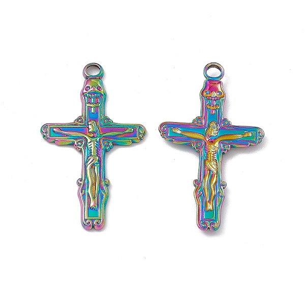 

PandaHall Ion Plating(IP) 304 Stainless Steel Pendants, Crucifix Cross Charm, Rainbow Color, 37x20x2mm, Hole: 2.8mm 304 Stainless Steel...