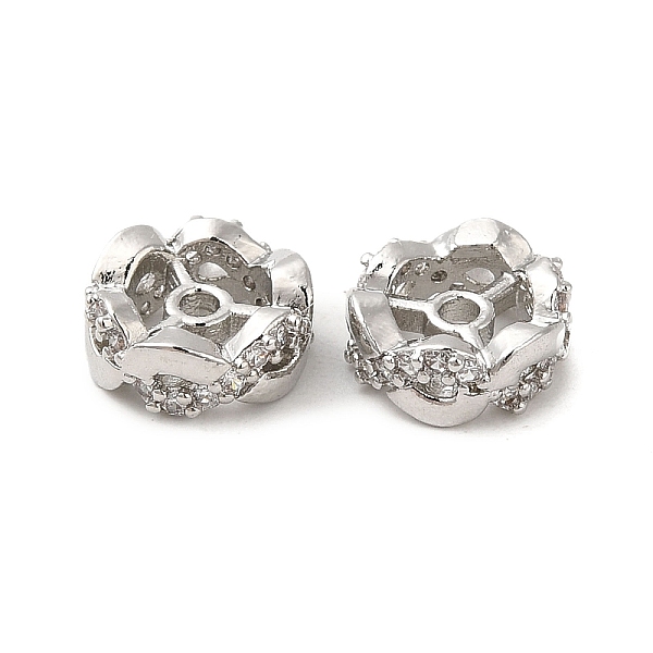 

PandaHall Rack Plating Brass Cubic Zirconia Beads, Long-Lasting Plated, Lead Free & Cadmium Free, Flower, Platinum, 8x3mm, Hole: 1.4mm..., Clear