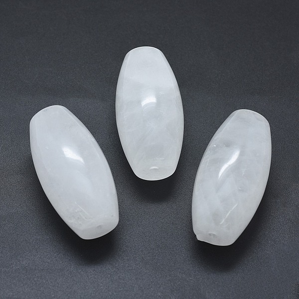 

PandaHall Natural Quartz Crystal Two Half Drilled Holes Beads, Oval, 49.5~50x25mm, Hole: 2mm Quartz Crystal Oval