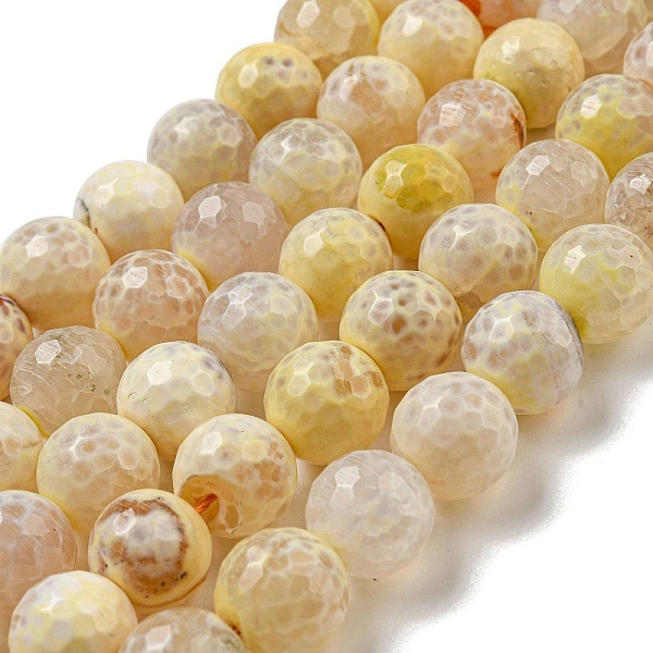 

PandaHall Faceted Natural Fire Crackle Agate Beads Strands, Round, Dyed & Heated, Moccasin, 12mm, Hole: 1.6mm, about 31pcs/strand, 14.76''..., Orange