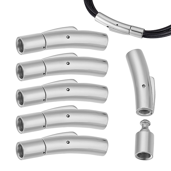 

PandaHall Unicraftale 6Pcs Column 304 Stainless Steel Bayonet Necklace Clasps with Push Button, Stainless Steel Color, 28~30x7x6mm, Hole...