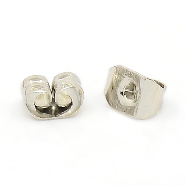 

PandaHall Iron Ear Nuts, Friction Earring Backs for Stud Earrings, Nickel Free, Platinum Color, 5x4x3mm, Hole: 0.7~1.0mm Iron