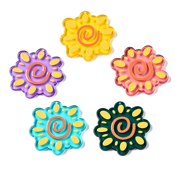 

PandaHall Translucent Acrylic Pendants, 3D Printed, Flower, Mixed Color, 33.5x34x3mm, Hole: 1.2mm Acrylic Flower Multicolor