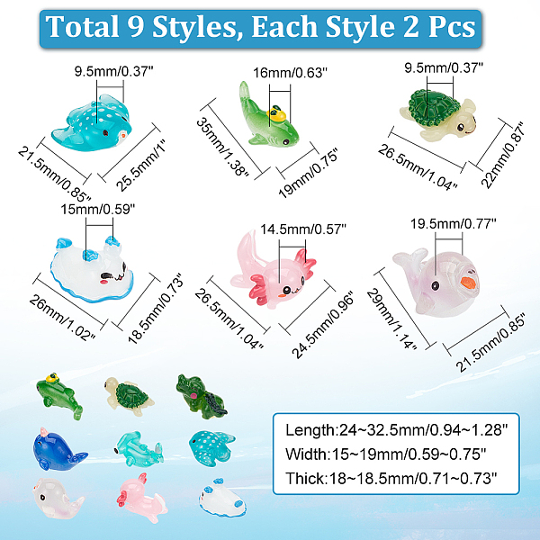 

PandaHall CHGCRAFT 18Pcs 9 Styles Miniature Ocean Themed Resin Axolotl Marine Animals Tiny Animals Figurines Fairy Garden Accessories for..., Multicolor