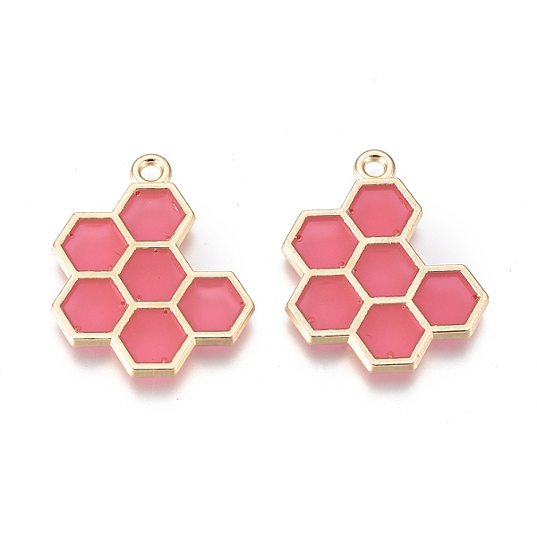 

PandaHall Alloy Pendants, with Enamel, Honeycomb, Golden, Pale Violet Red, 21x17x1.5mm, Hole: 1.6mm Alloy+Enamel Others Pink
