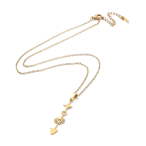 

PandaHall 201 Stainless Steel Arrow & Sun & Star Pendant Necklace with Cable Chains, Golden, 17.72 inch(45cm) 201 Stainless Steel
