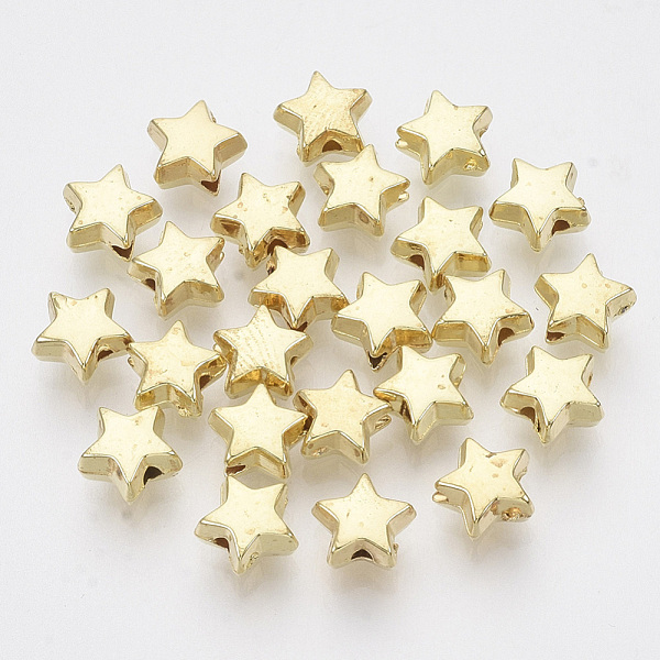 

PandaHall CCB Plastic Beads, Star, Golden, 6x6.5x3.5mm, Hole: 1.2mm, about 7690pcs/500g Plastic Star