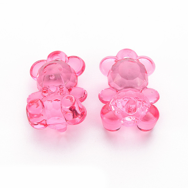 

PandaHall Transparent Acrylic Pendants, Faceted, Bear, Hot Pink, 19.5x13.5x10.5mm, Hole: 1.5mm, about 400pcs/500g Acrylic Bear