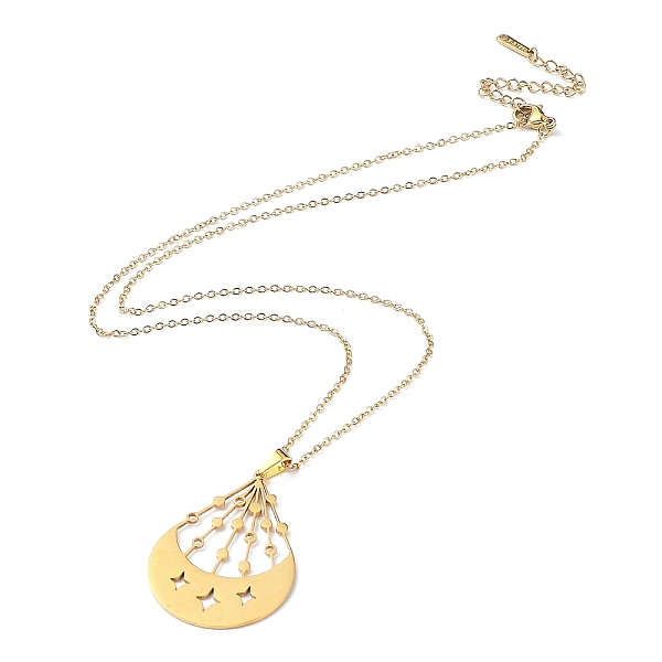 

PandaHall 201 Stainless Steel Moon with Star Pendant Necklace with Cable Chains, Golden, 17.52 inch(44.5cm) 201 Stainless Steel