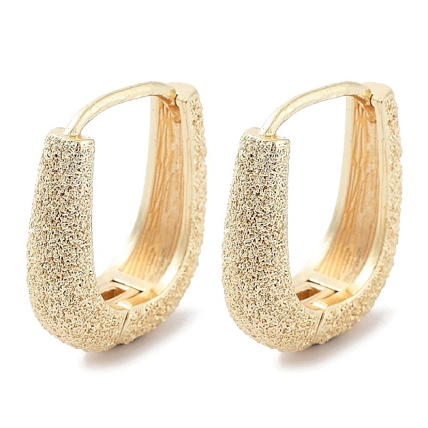 

PandaHall Brass Textured Hoop Earrings, Real 18K Gold Plated, 16x6mm Brass