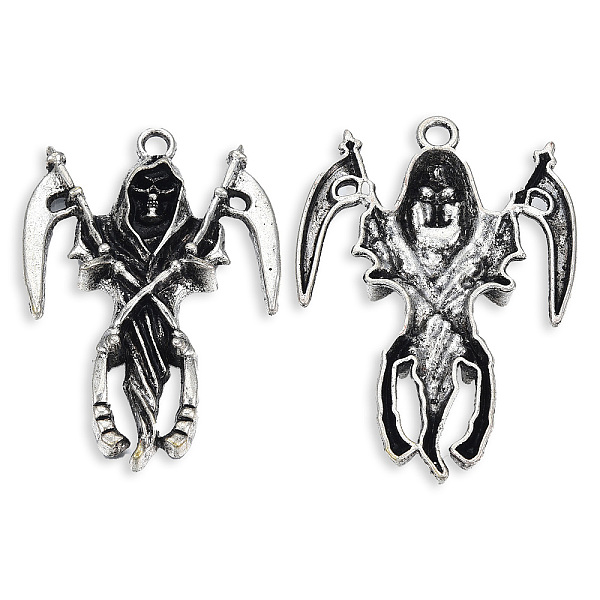 

PandaHall Tibetan Style Alloy Big Pendants, Cadmium Free & Lead Free, Death, Antique Silver, 55x39x7mm, Hole: 3mm, about 90pcs/1000g Alloy...