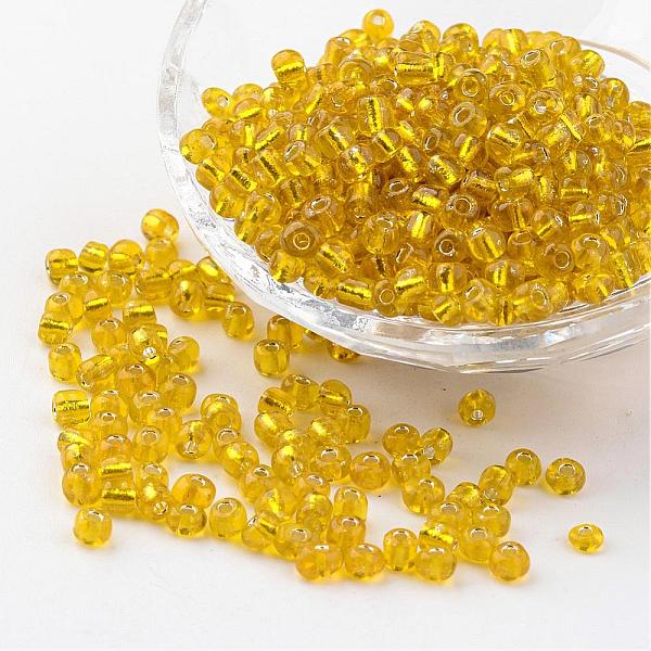 

PandaHall 6/0 Round Silver Lined Round Hole Glass Seed Beads, Yellow, 4mm, Hole: 1.5mm, about 496pcs/50g Glass Yellow