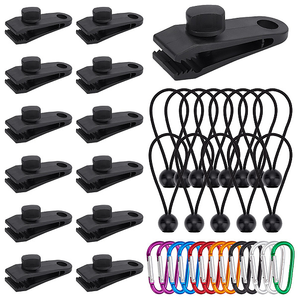 

PandaHall DICOSMETIC Camping Finding Kit, Including 13Pcs Plastic Clip for Elastic Rope, 13Pcs Plastic & Nylon Alloy Tarp Clips, 13Pcs..., Multicolor