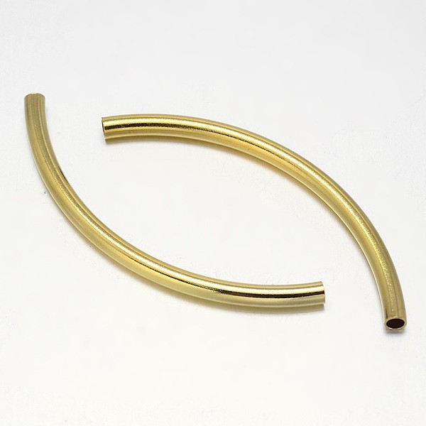 

PandaHall Curved Brass Tube Beads, Golden, 50x3mm, Hole: 2mm Brass Tube