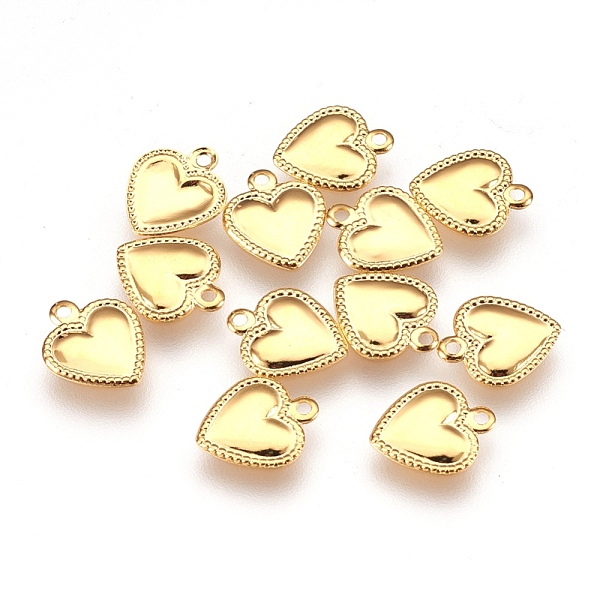 

PandaHall 304 Stainless Steel Pendants, Heart, Real 18k Gold Plated, 10x8x0.5mm, Hole: 1mm 304 Stainless Steel Heart