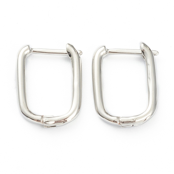 

PandaHall Brass Huggie Hoop Earrings, Long-Lasting Plated, Rectangle, Platinum, 16x12x2mm, Pin: 0.8mm Brass Rectangle