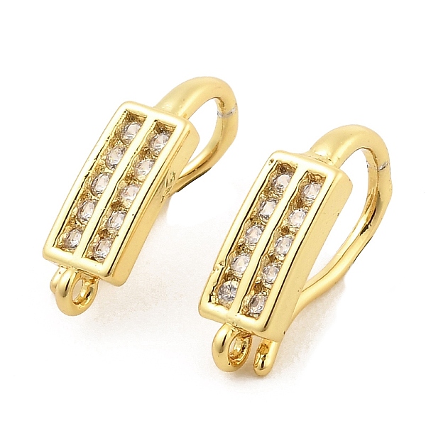 

PandaHall Brass with Cubic Zirconia Earring Hooks, Ear Wire, Rectangle, Real 18K Gold Plated, 18 Gauge, 16.5x4.5x7.5mm, Hole: 1mm, Pin: 1mm..., Clear