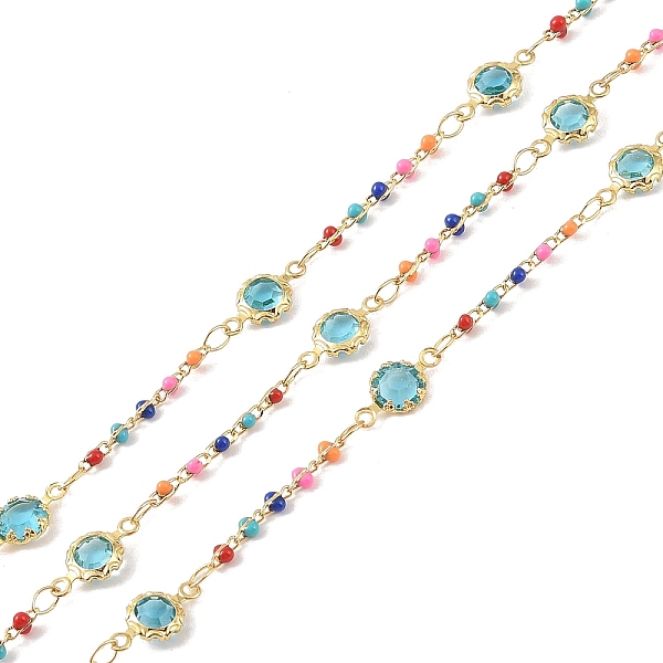 

PandaHall Brass Link Chains, with Enamel Beaded and Glass, Real 18K Gold Plated, Soldered, with Spools, Long-Lasting Plated, Cadmium Free &..., Cyan