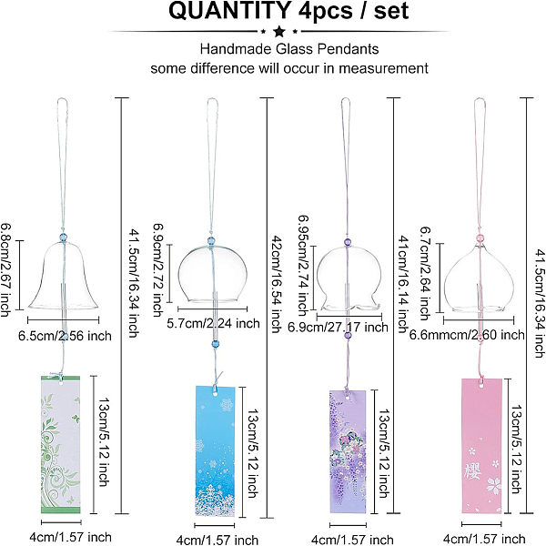 Benecreat 4pcs 4 Stil Windspiele