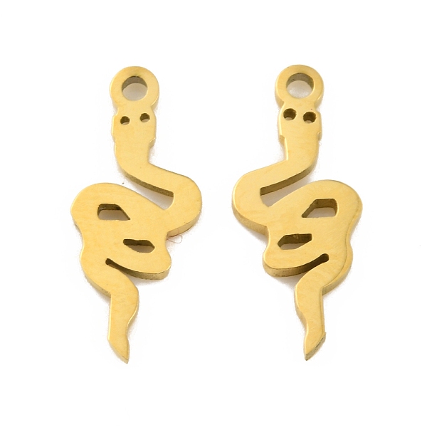 

PandaHall Ion Plating(IP) 304 Stainless Steel Charms, Laser Cut, Snake Charm, Real 18K Gold Plated, 15x6.5x1mm, Hole: 1.2mm 304 Stainless...