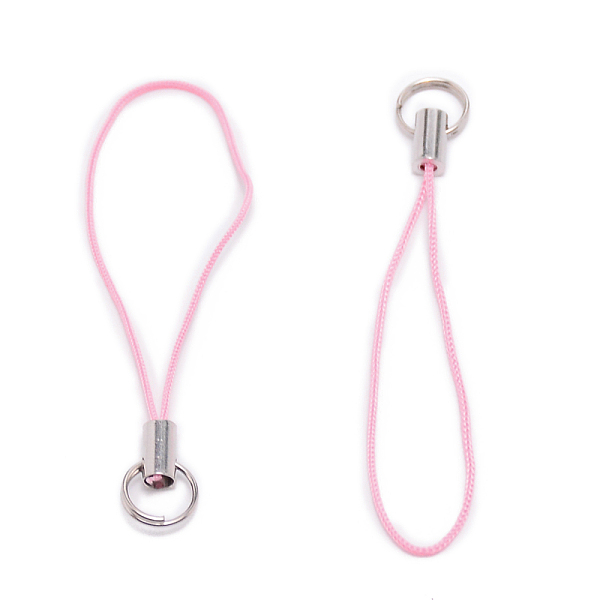 

PandaHall Polyester Cord Mobile Straps, with Platinum Plated Iron Findings, Pearl Pink, 5.6cm Polyester