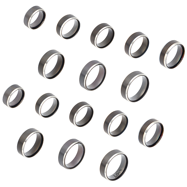 

PandaHall Unicraftale 16Pcs 8 Size 304 Stainless Steel Plain Band Rings Set, Electrophoresis Black, Inner Diameter: 16~22mm, 2Pcs/size 304...