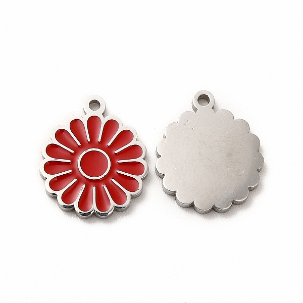 

PandaHall 304 Stainless Steel Enamel Charms, Daisy, Red, 14x12x1mm, Hole: 1.2mm Alloy+Enamel Flower Red